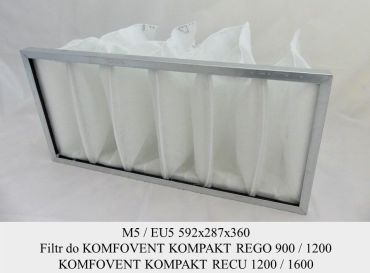 Filtr EU5 do KOMFOVENT KOMPAKT REGO 900 / 1200 i RECU 1200 / 1600 (592x287x360)