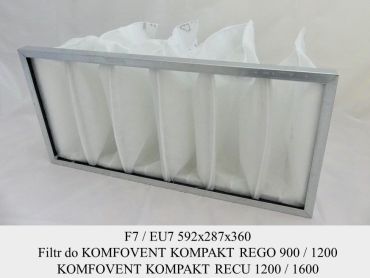 Filtr EU7 do KOMFOVENT KOMPAKT REGO 900 / 1200 i RECU 1200 / 1600 (592x287x360)